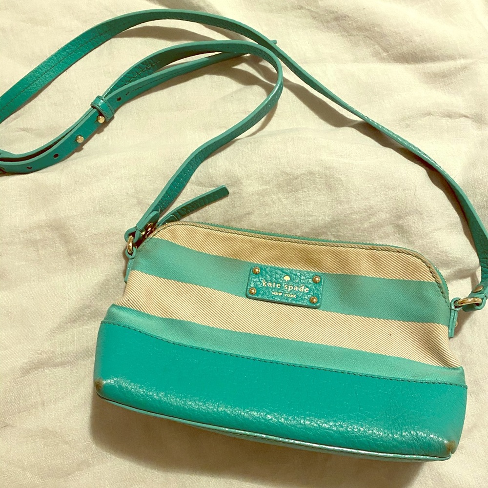 Kate spade turquoise grove court stripe sling bag